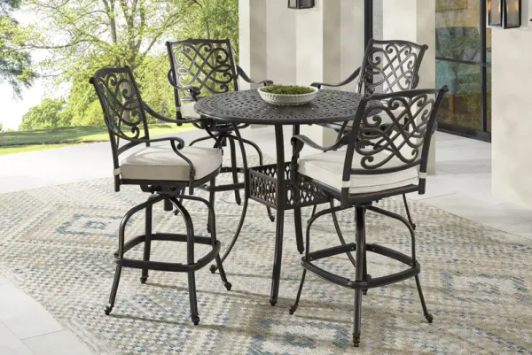 Carina Bronze 5 Pc 42 in. Round Bar Height Outdoor Dining Set with Desert Cushions