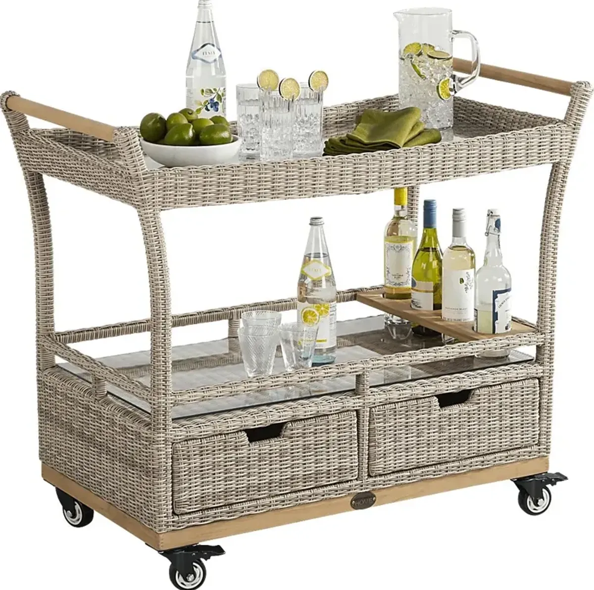 Hamptons Cove Gray Outdoor Bar Cart