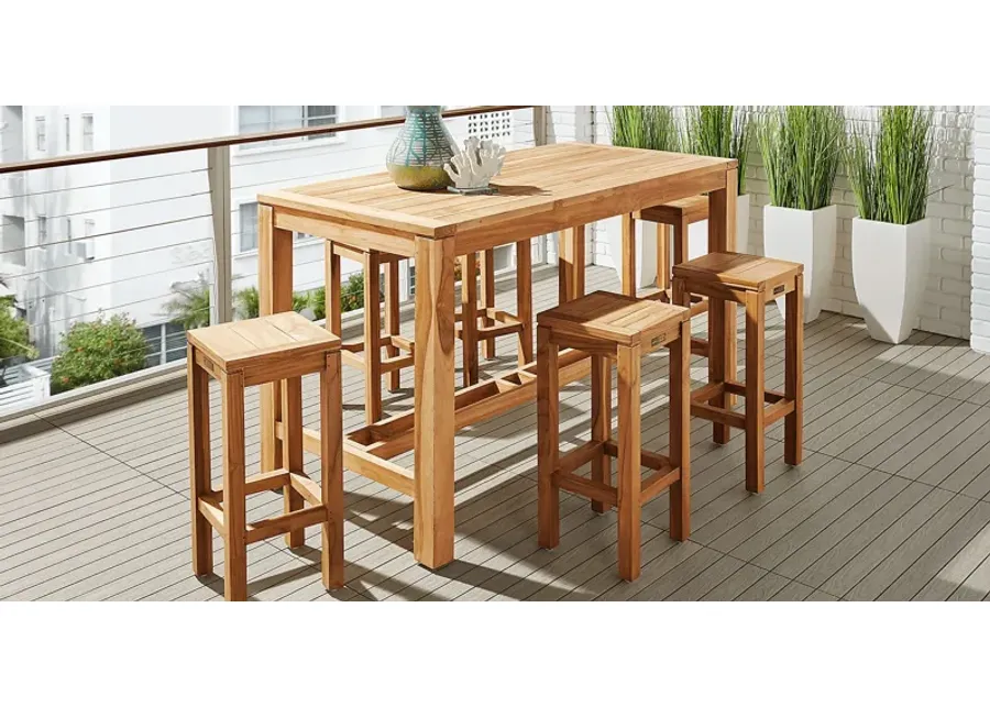 Patmos Teak 5 Pc 71 in. Rectangle Bar Height Outdoor Dining Set