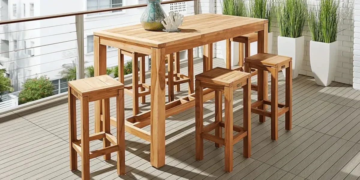 Patmos Teak 5 Pc 71 in. Rectangle Bar Height Outdoor Dining Set