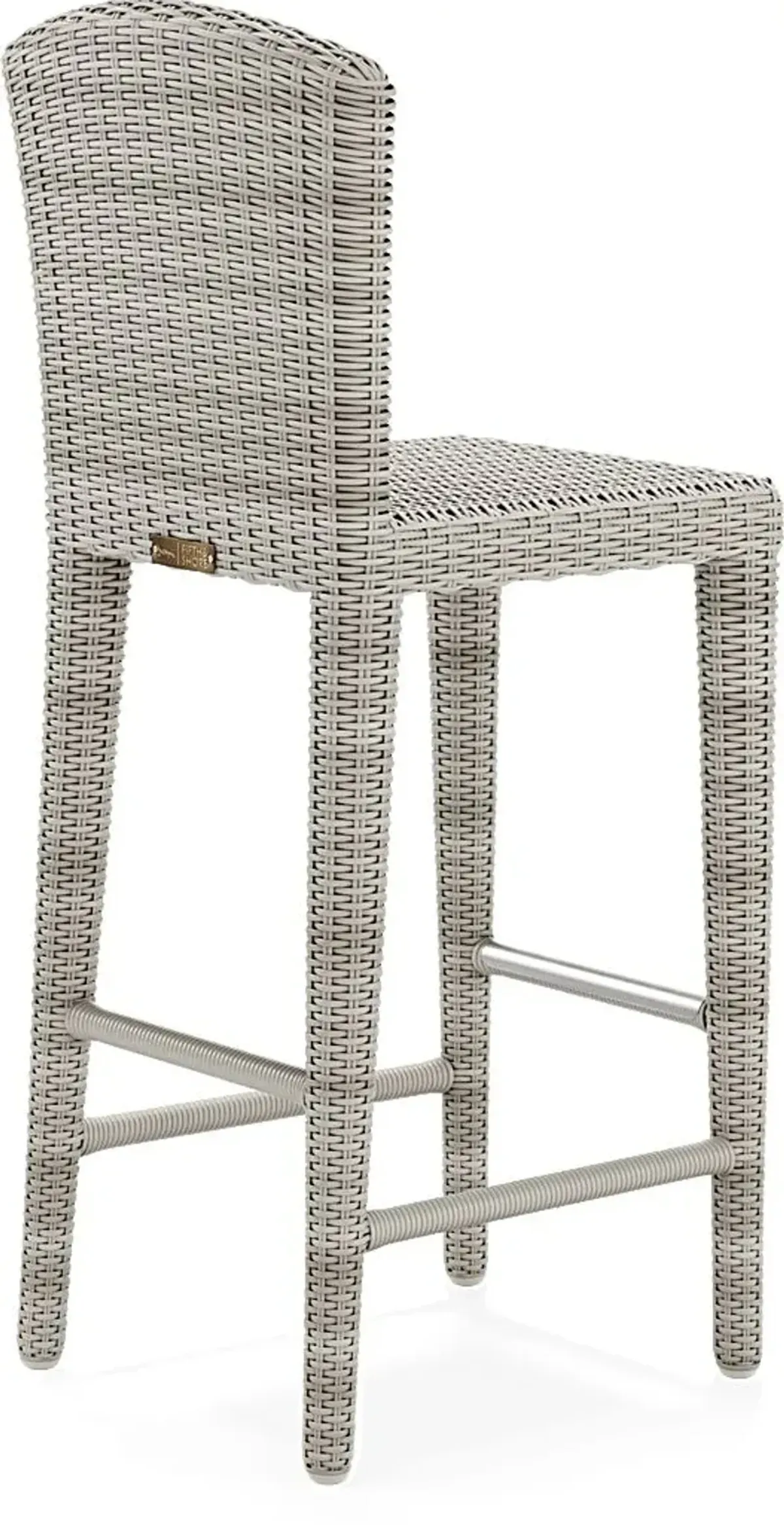 Patmos Teak 5 Pc 71 in. Rectangle Bar Height Outdoor Dining Set with Gray Wicker Barstools