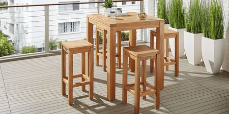 Patmos Teak 36 in. Square Bar Height Outdoor Dining Table