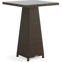 Patmos Brown Wicker 36 in. Square Outdoor Bar Table