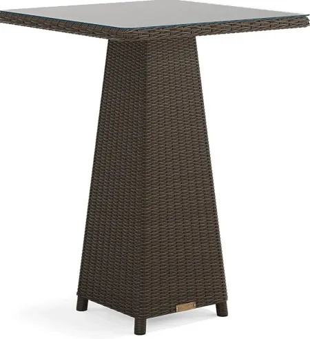 Patmos Brown Wicker 36 in. Square Outdoor Bar Table