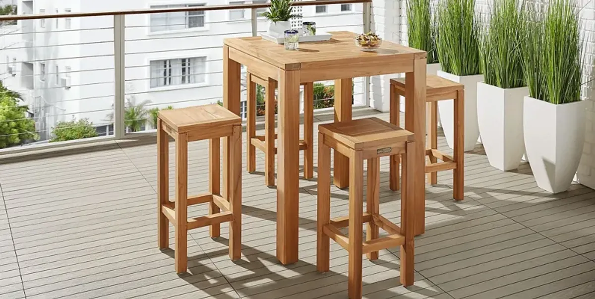 Patmos Teak Outdoor Barstool