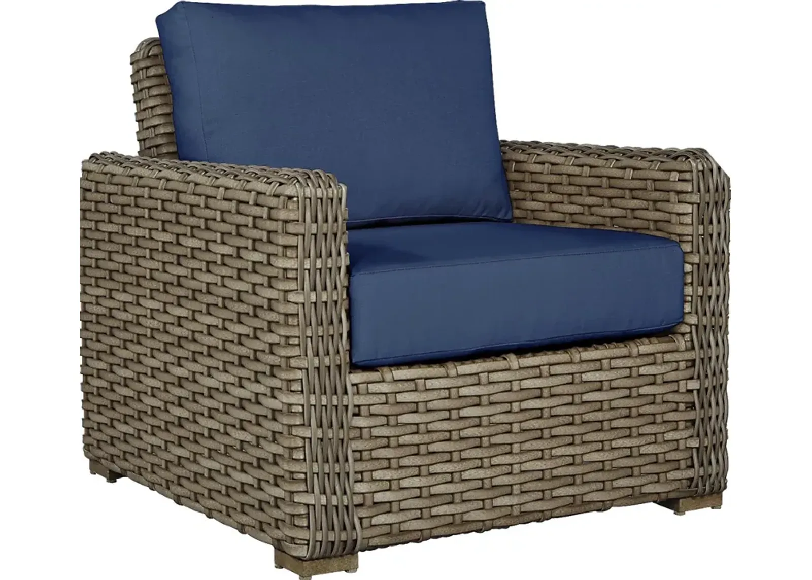 Siesta Key Driftwood Outdoor Chair with Indigo Cushions