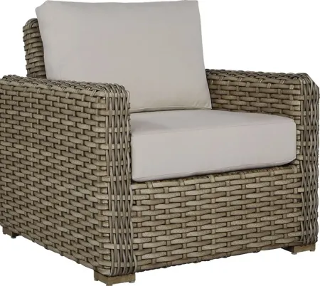 Siesta Key Driftwood Outdoor Chair with Rollo Linen Cushions