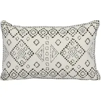 Kilim Stitch White Indoor/Outdoor Accent Pillow