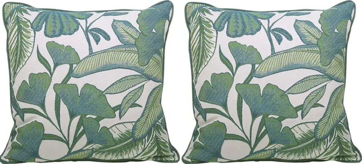 Lavish Palm Green Indoor/Outdoor Accent Pillow, Set of Two