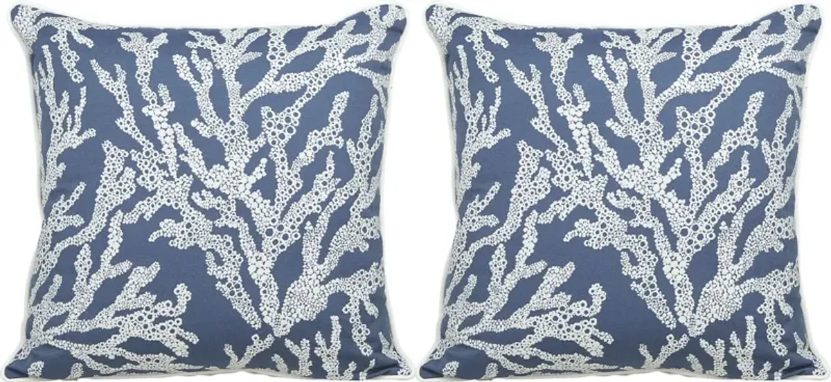 Coral Capri Blue Indoor/Outdoor Accent Pillow, Set of Two