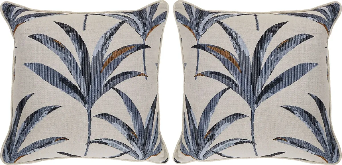 Martinique Beach Blue Indoor/Outdoor Accent Pillows, Set of Two