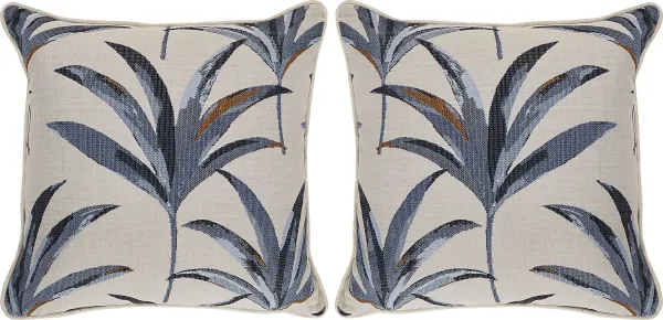Martinique Beach Blue Indoor/Outdoor Accent Pillows, Set of Two