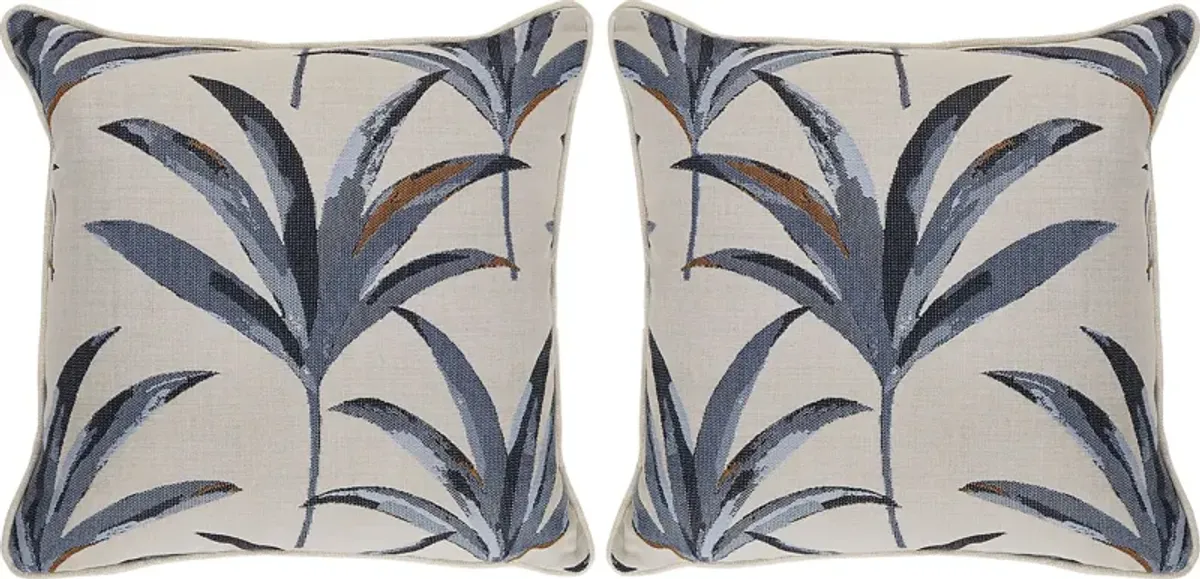 Martinique Beach Blue Indoor/Outdoor Accent Pillows, Set of Two