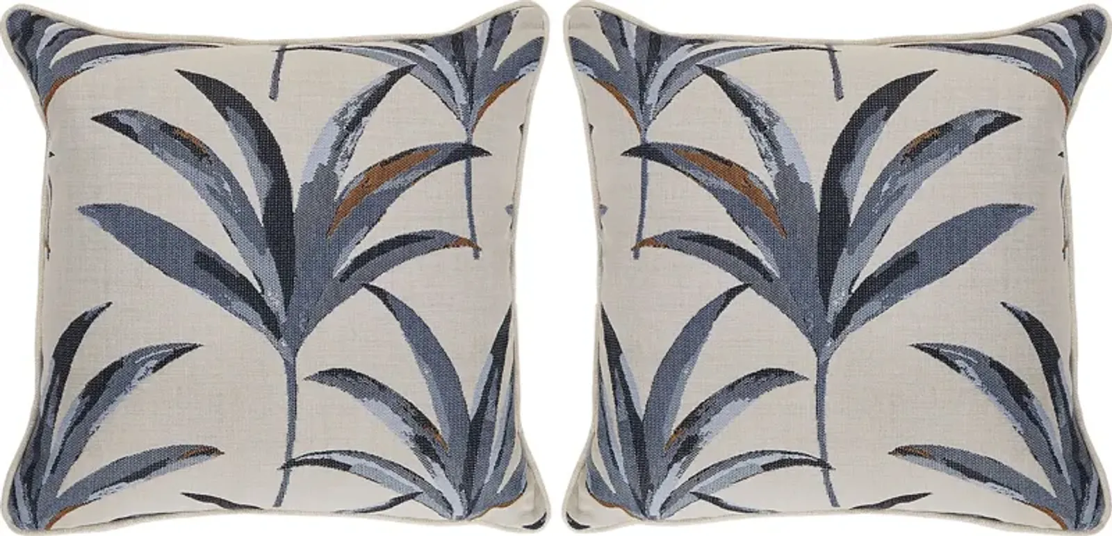 Martinique Beach Blue Indoor/Outdoor Accent Pillows, Set of Two