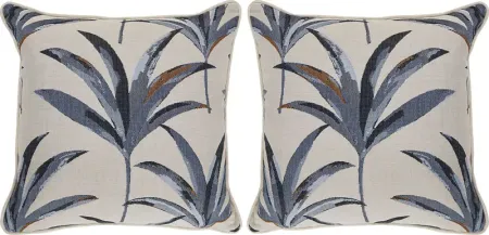 Martinique Beach Blue Indoor/Outdoor Accent Pillows, Set of Two