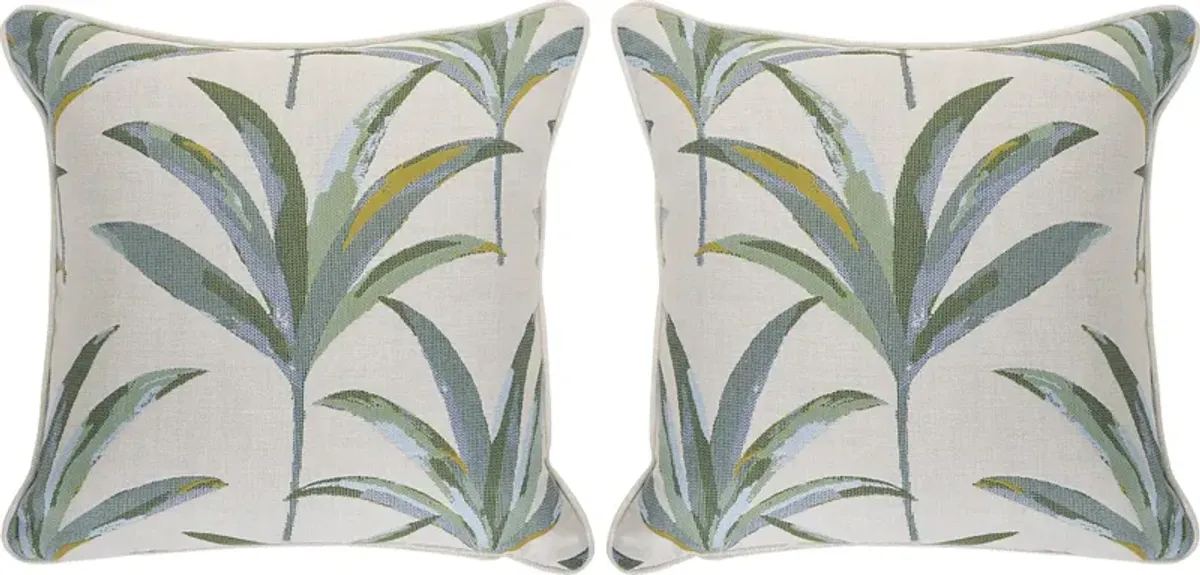 Martinique Tropics Celadon Indoor/Outdoor Accent Pillow, Set of 2