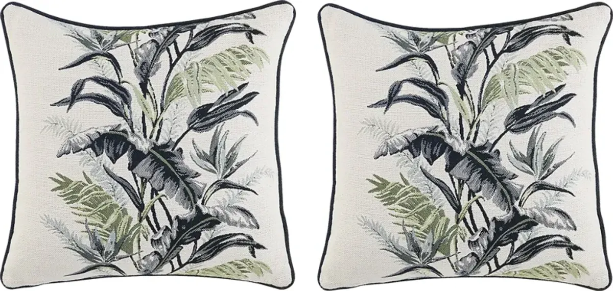 Vintage Tropical Green Indoor/Outdoor Accent Pillow, Set of 2