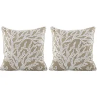 Coral Sand Beige Indoor/Outdoor Accent Pillow, Set of Two