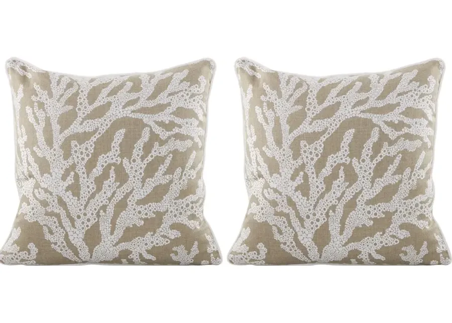 Coral Sand Beige Indoor/Outdoor Accent Pillow, Set of Two