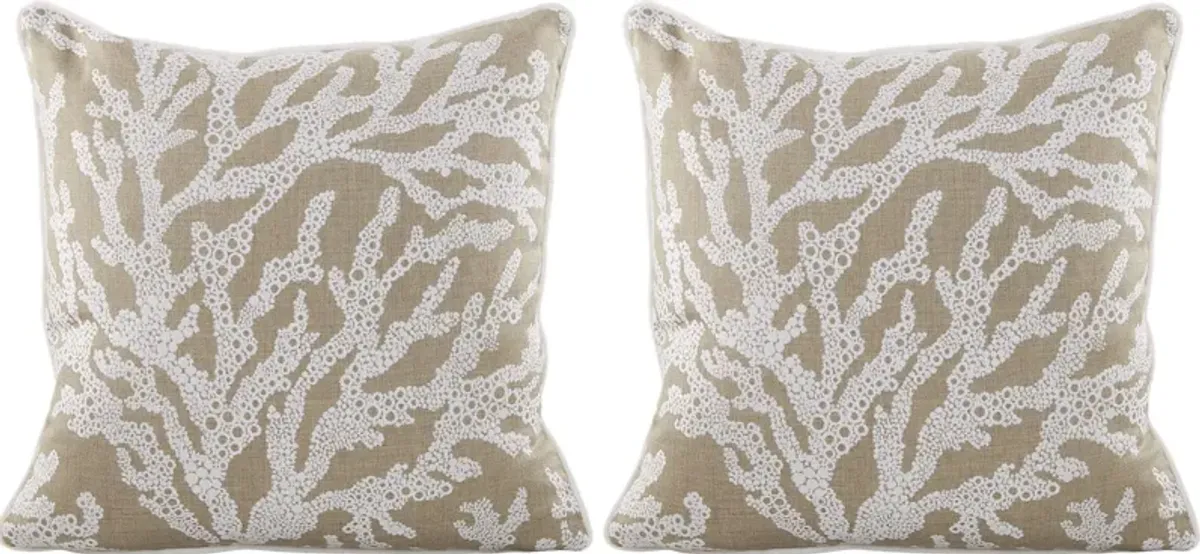 Coral Sand Beige Indoor/Outdoor Accent Pillow, Set of Two