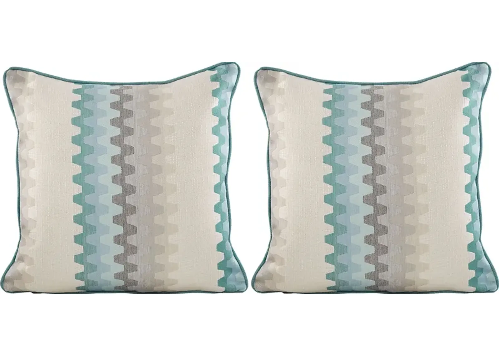 Accordian Geo Turquoise Indoor/Outdoor Accent Pillow, Set of Two