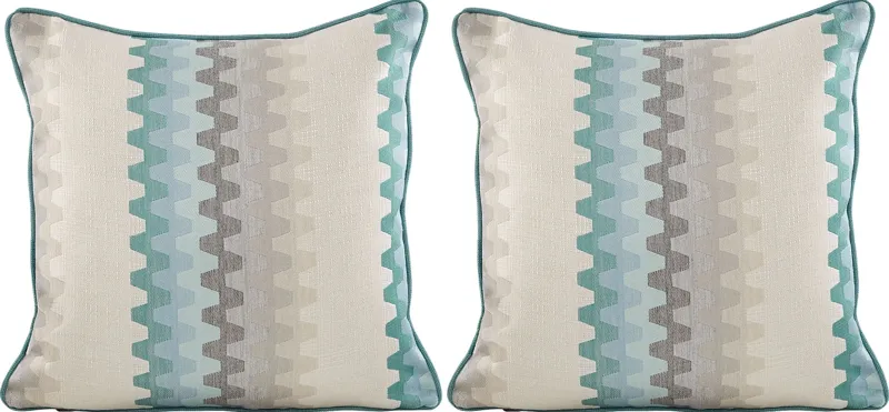 Accordian Geo Turquoise Indoor/Outdoor Accent Pillow, Set of Two