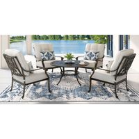 Cindy Crawford Home Lake Como Antique Bronze 5 Pc Outdoor Chat Set with Coconut Cushions