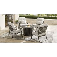 Cindy Crawford Home Lake Como Antique Bronze 5 Pc Fire Pit Seating Set with Silk-Colored Cushions