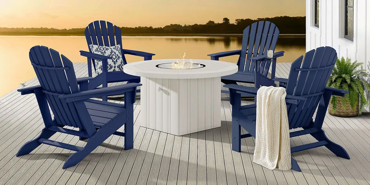 Addy Navy 5 Pc Outdoor Fire Pit Seating Set