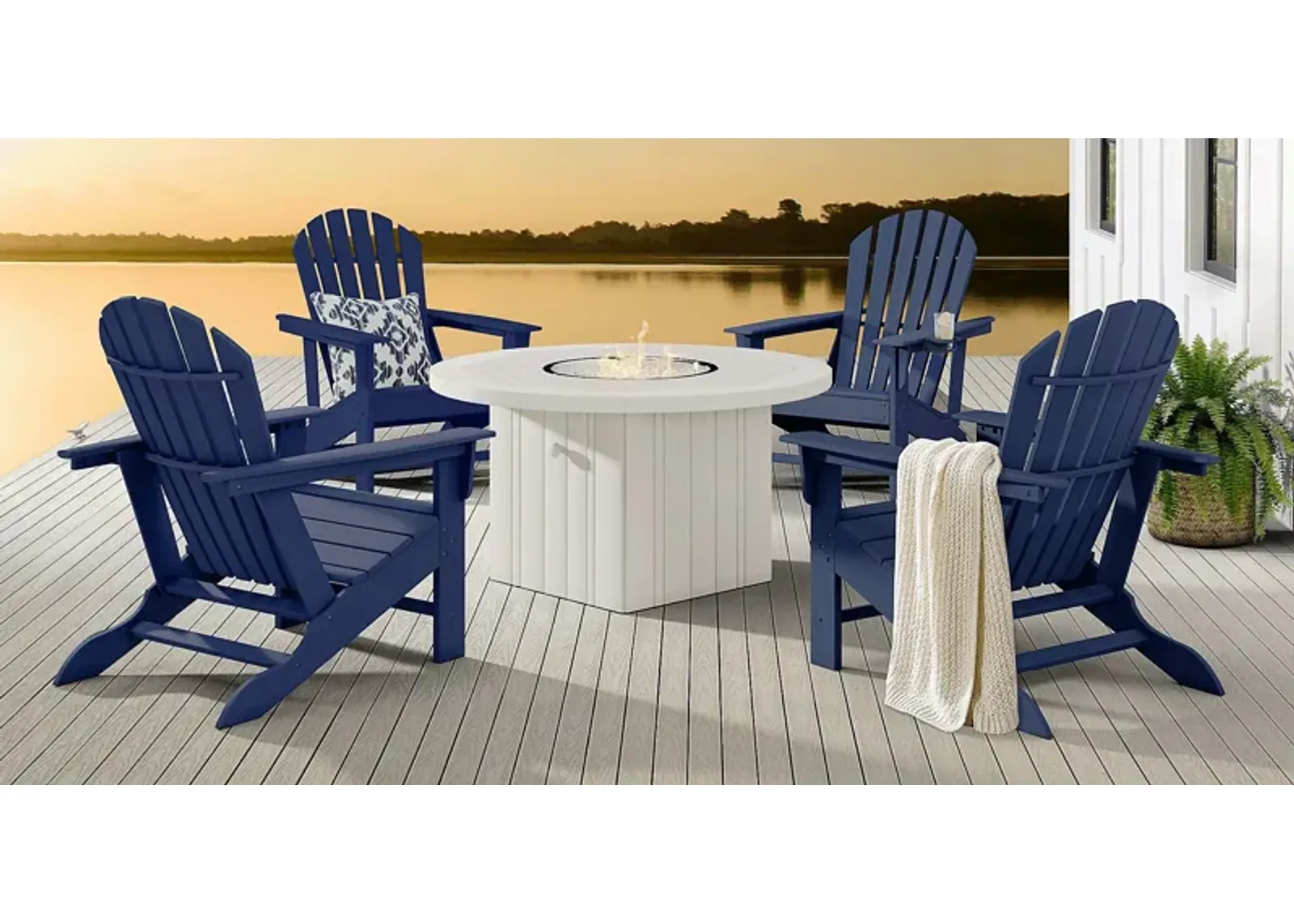 Addy Navy 5 Pc Outdoor Fire Pit Seating Set