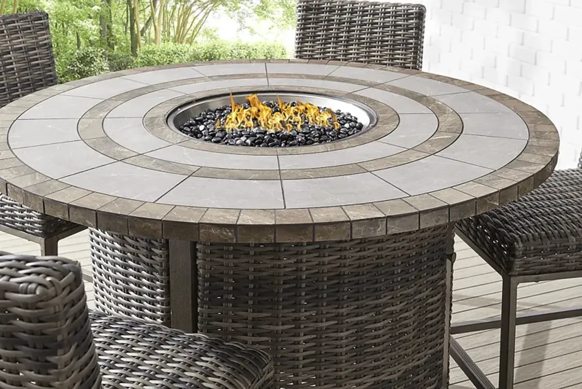 Montecello Gray Outdoor Fire Bar Table