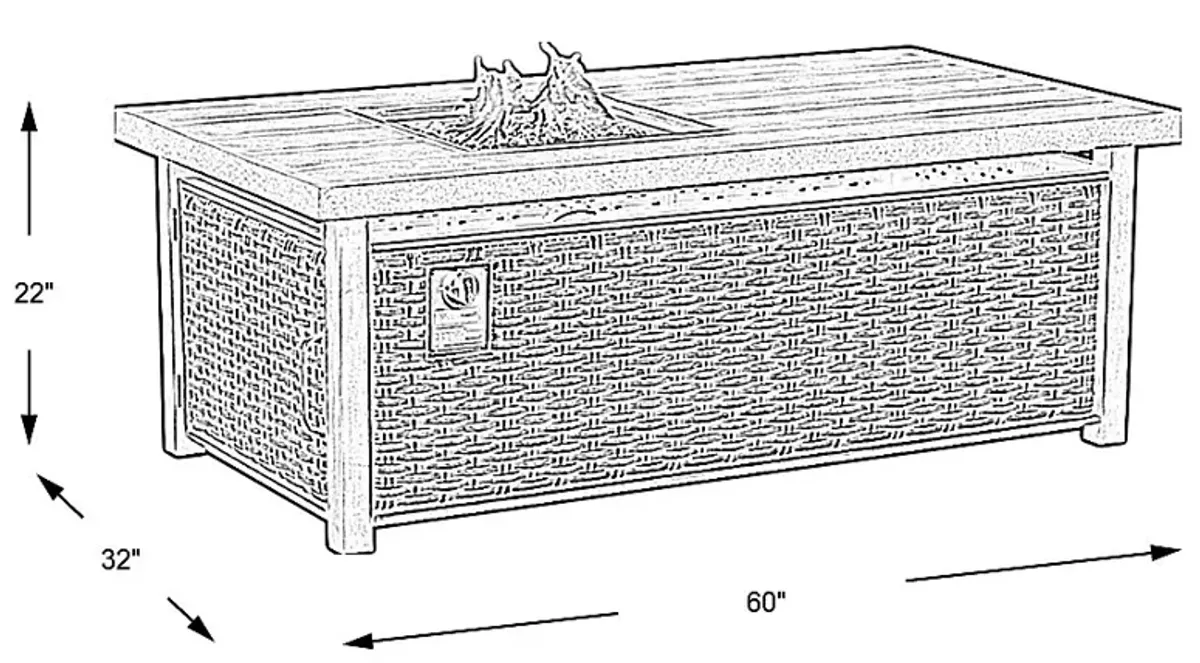 Siesta Key Driftwood Outdoor Rectangle Fire Pit