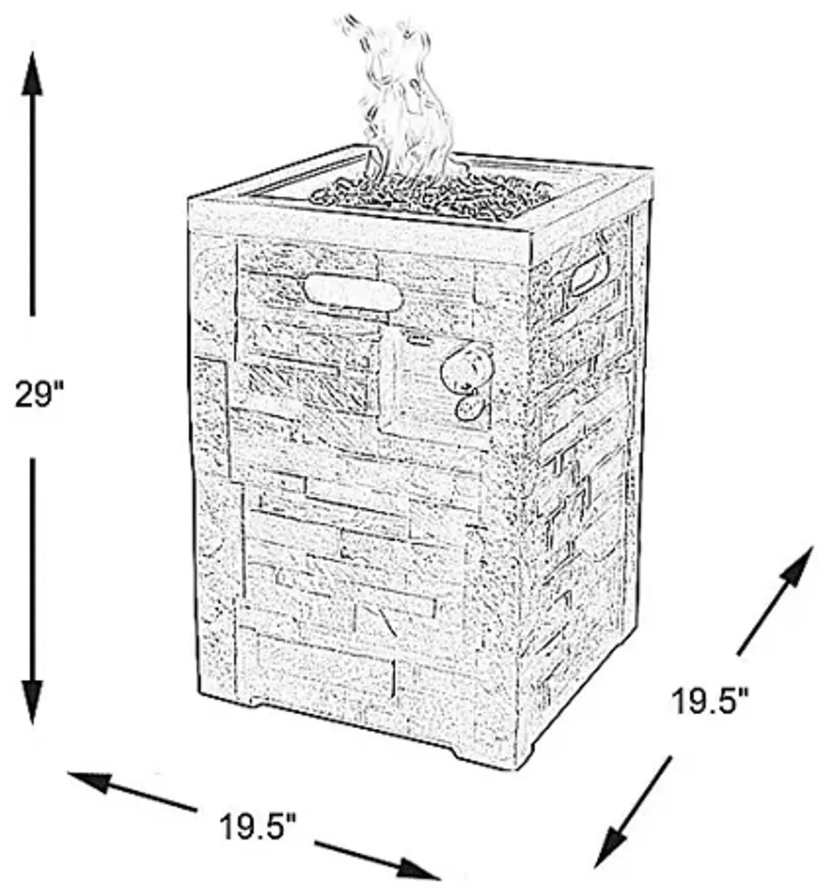 Alvarado Dark Gray Outdoor 19.5 in. Square Fire Pit