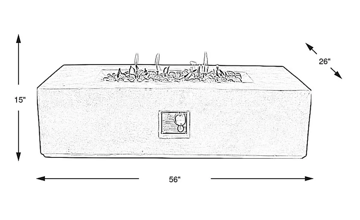 Phoenix Gray Rectangle Fire Pit