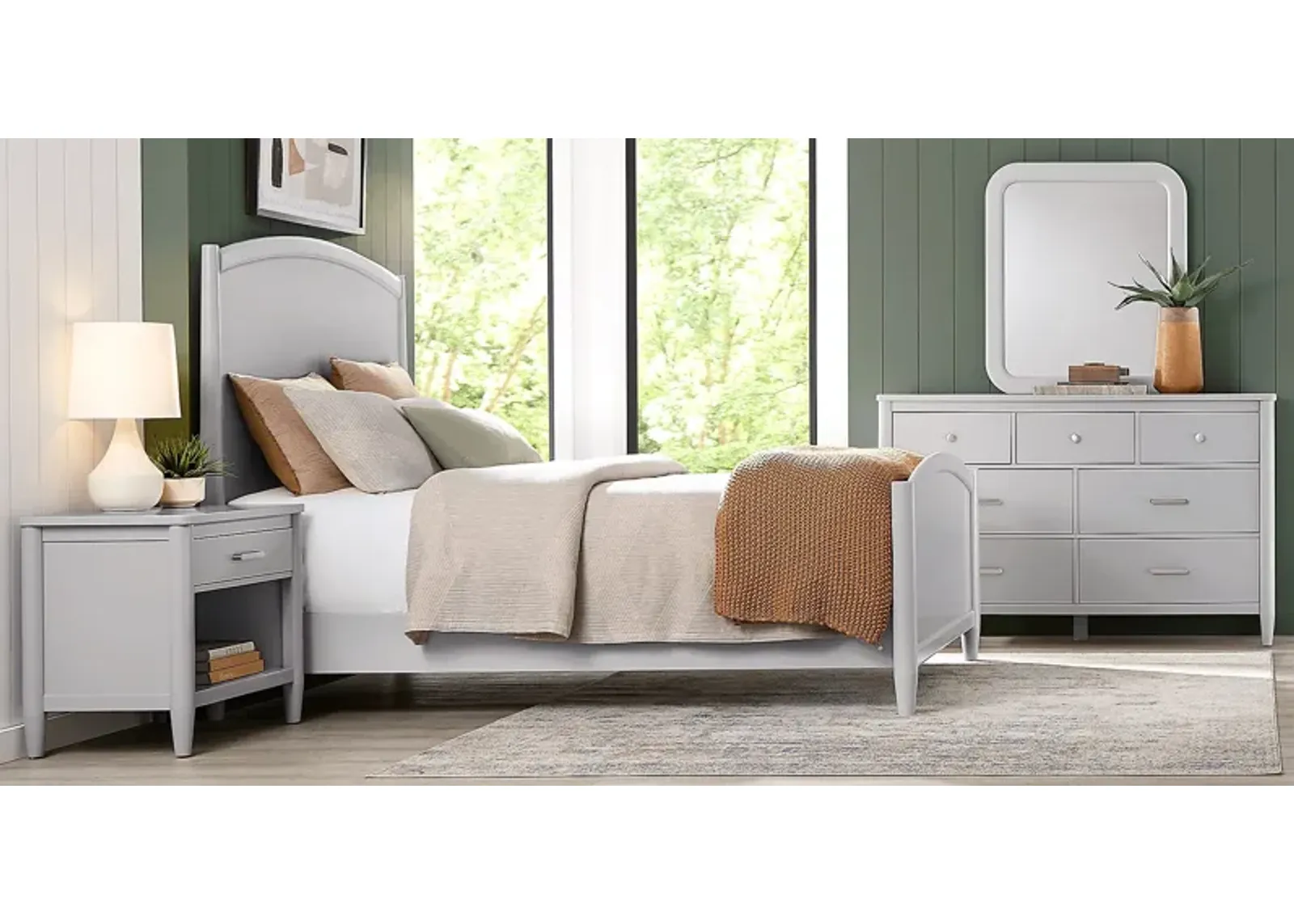 Modern Villa Light Gray 5 Pc King Panel Bedroom