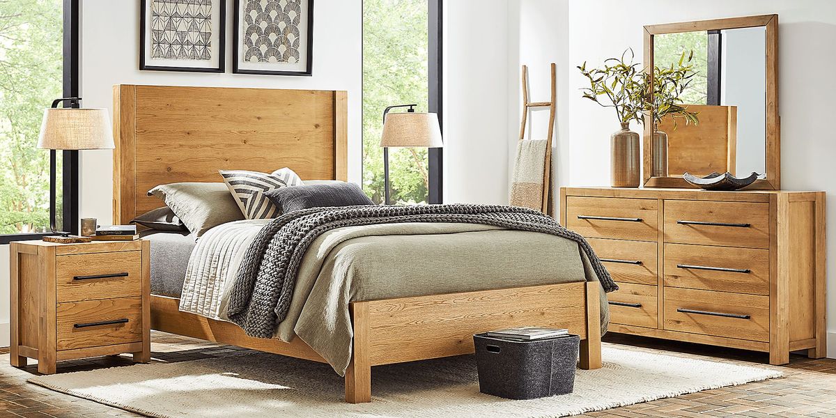 Ithaca Natural 3 Pc Queen Panel Bed