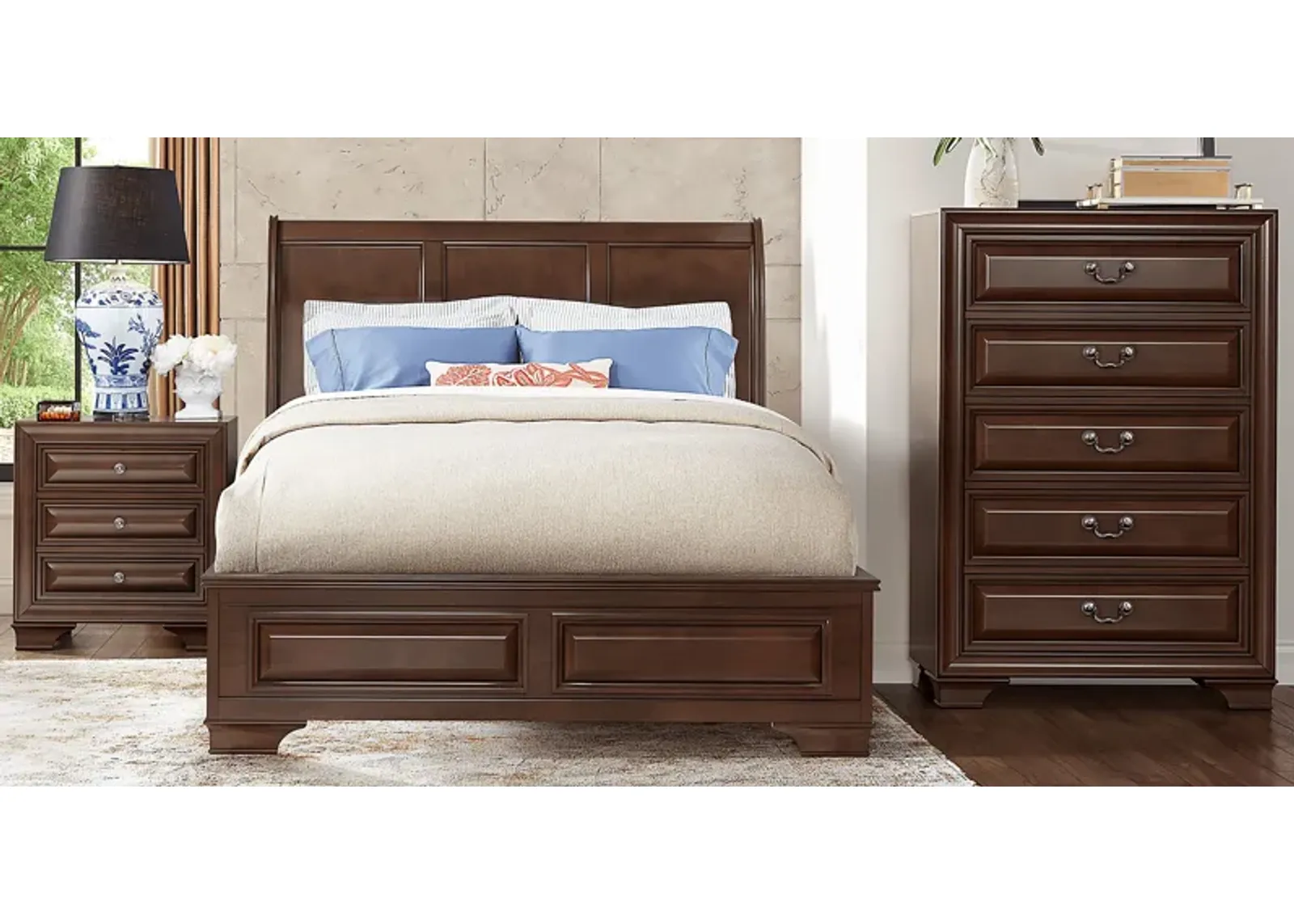 Mill Valley II Cherry 5pc Queen Sleigh Bedroom