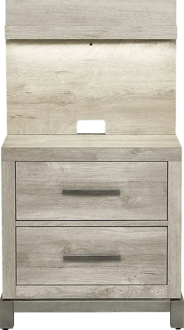 Maxton Place Gray Nightstand with Pier