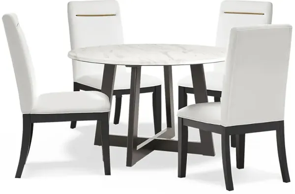Jarvis White 5 Pc Round Dining Room with White Side Chairs