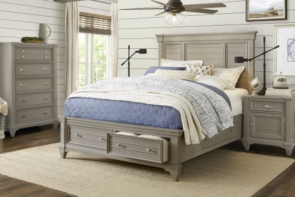 Hilton Head Gray 5 Pc Queen Storage Bedroom