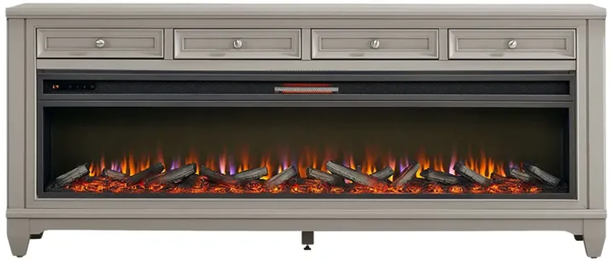 Hilton Head Gray 80 in. Console with Electric Log Fireplace