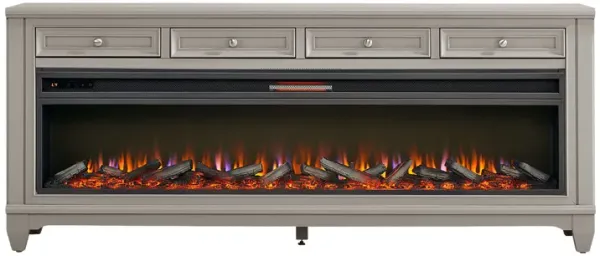 Hilton Head Gray 80 in. Console with Electric Log Fireplace