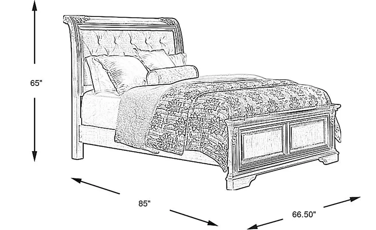 Fuller Brown Cherry 3 Pc Queen Upholstered Sleigh Bed