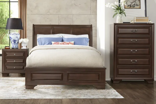 Mill Valley II Cherry 5pc King Sleigh Bedroom