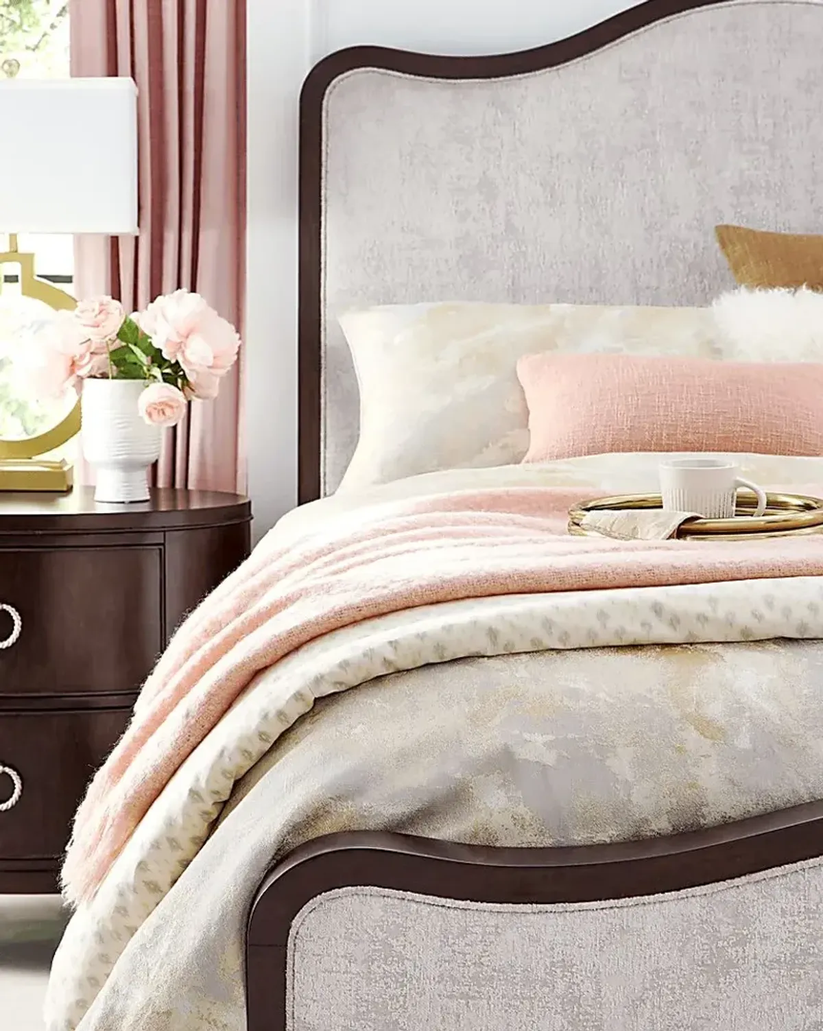 Bradbury Brown Cherry 3 Pc King Upholstered Bed