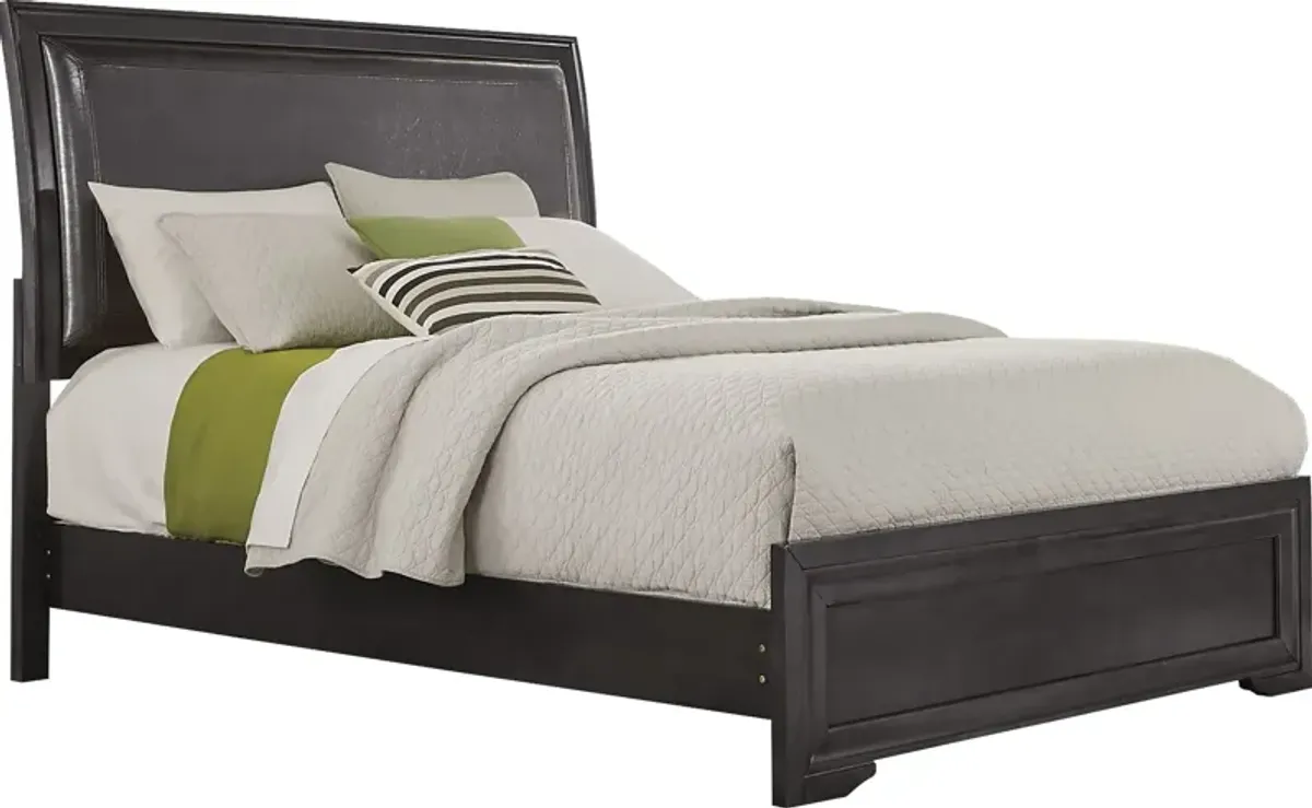 Belcourt Black 3 Pc Queen Upholstered Sleigh Bed