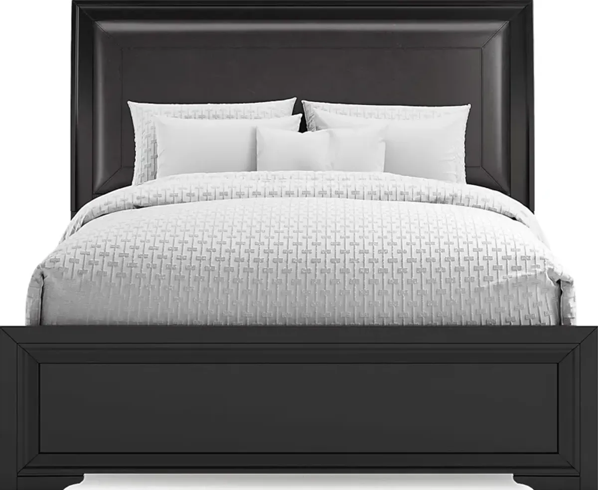 Belcourt Black 3 Pc Queen Upholstered Sleigh Bed