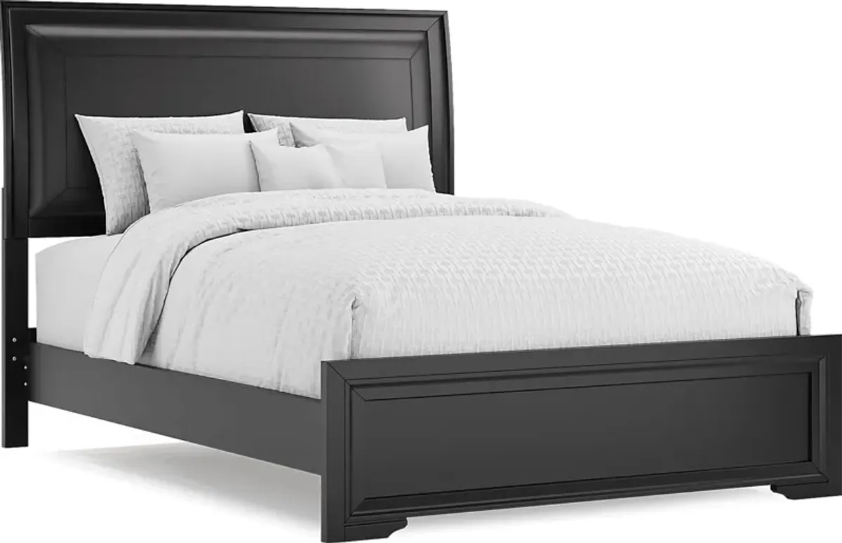 Belcourt Black 3 Pc Queen Upholstered Sleigh Bed