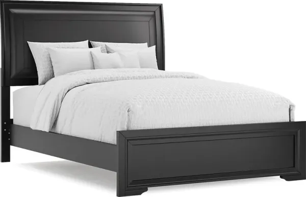 Belcourt Black 3 Pc Queen Upholstered Sleigh Bed