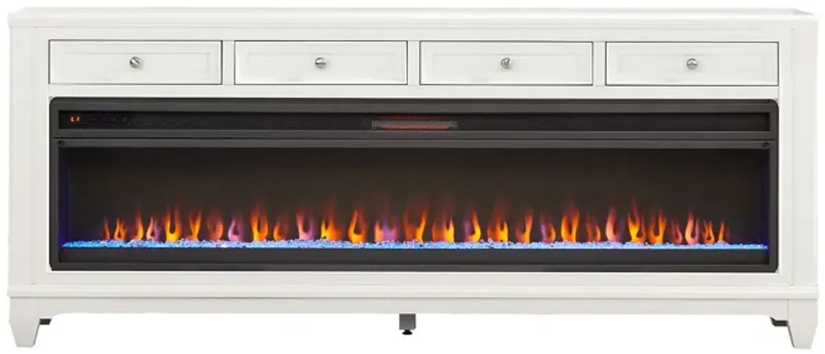 Hilton Head White 80 in. Console with Electric Fireplace